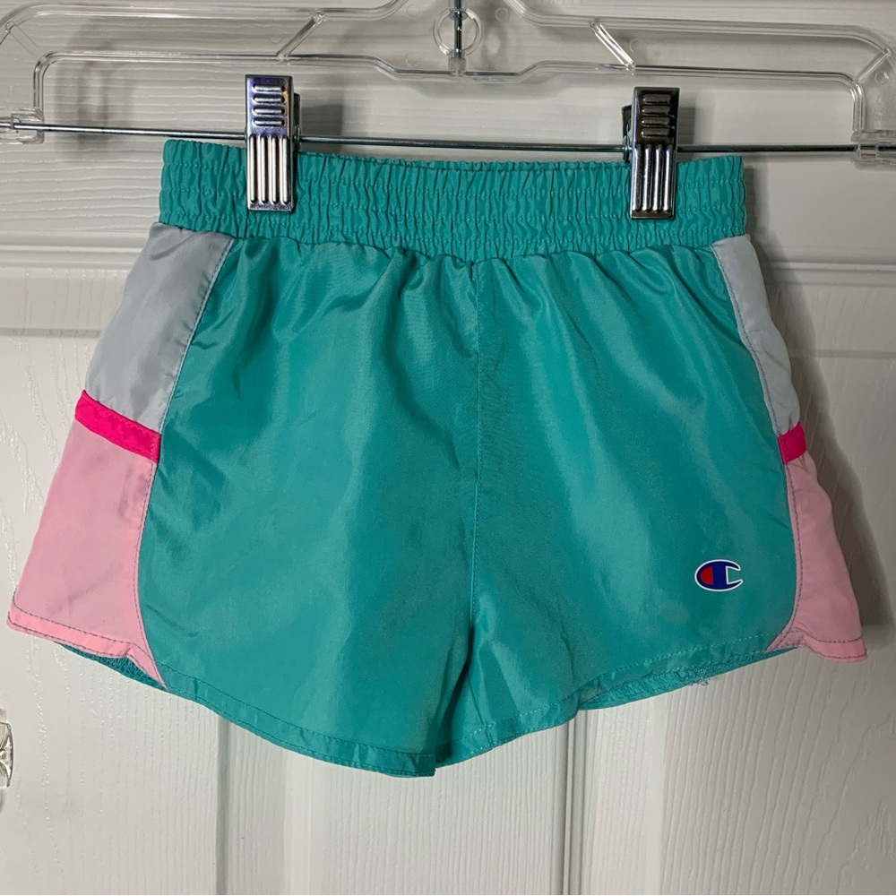 Champion Toddler Teal and Pink Lined Athletic shorts 2T